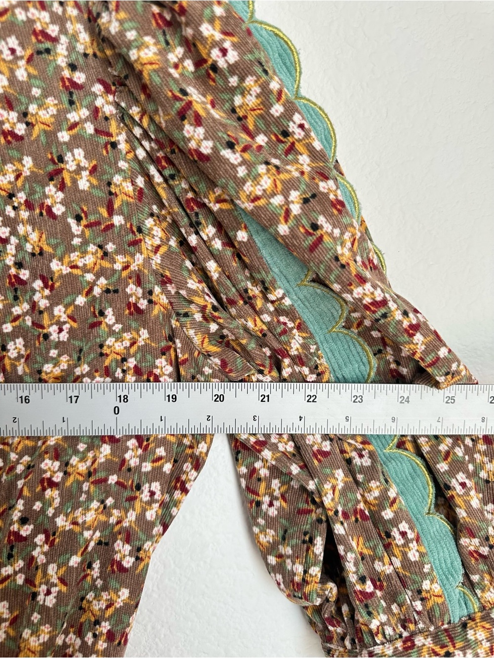 CELIA B Alamo Dress Brown Floral Midi corduroy Large - Picture 15 of 17